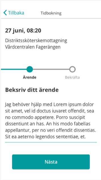 Bild 5: Skiss på triage-app från Region Skåne.