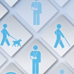 Illustration över ett flertal olika sorters funktionsnedsättningar